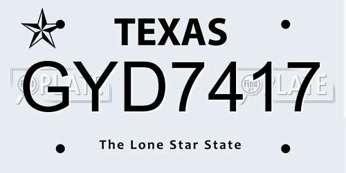 GYD7417 Texas License Plate