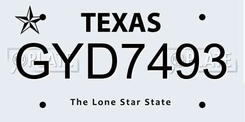 GYD7493 Texas License Plate