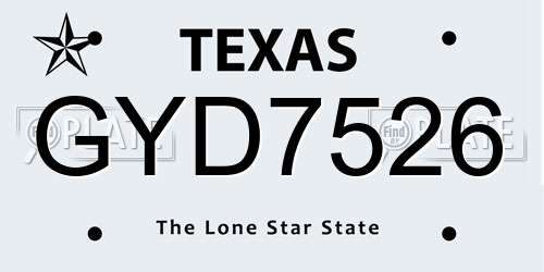 GYD7526 Texas License Plate