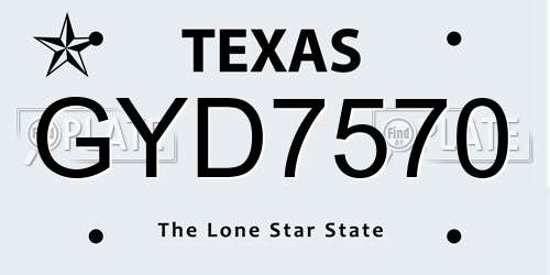 GYD7570 Texas License Plate