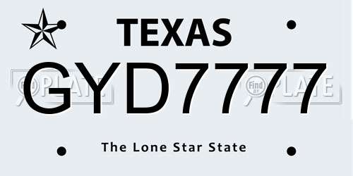 GYD7777 Texas License Plate