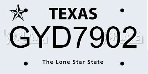 GYD7902 Texas License Plate