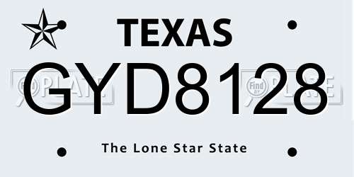 GYD8128 Texas License Plate