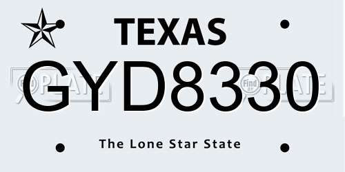 GYD8330 Texas License Plate