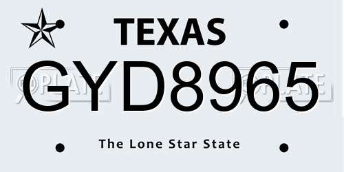 GYD8965 Texas License Plate