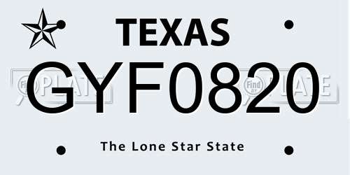 GYF0820 Texas License Plate