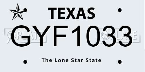 GYF1033 Texas License Plate