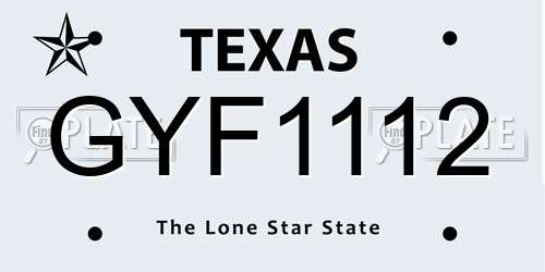 GYF1112 Texas License Plate