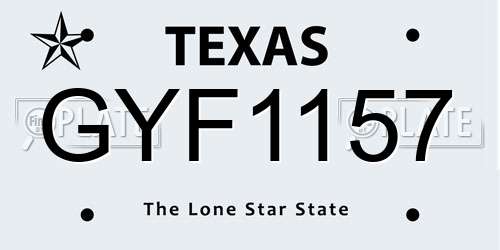 GYF1157 Texas License Plate