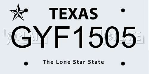 GYF1505 Texas License Plate