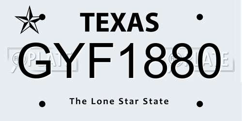 GYF1880 Texas License Plate