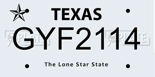 GYF2114 Texas License Plate