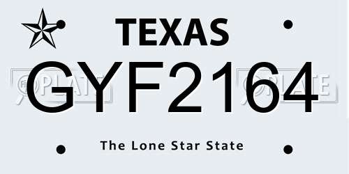 GYF2164 Texas License Plate