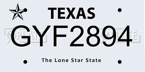 GYF2894 Texas License Plate