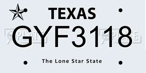 GYF3118 Texas License Plate