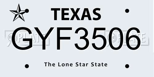 GYF3506 Texas License Plate