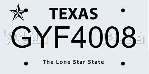 GYF4008 Texas License Plate