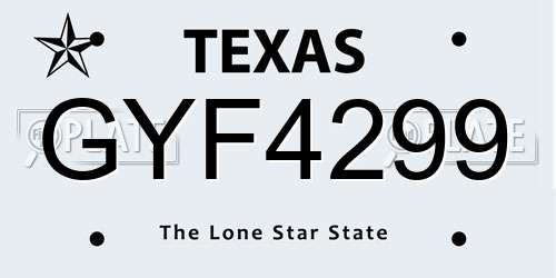 GYF4299 Texas License Plate