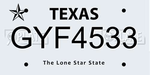 GYF4533 Texas License Plate