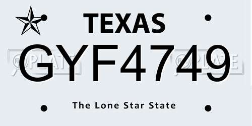 GYF4749 Texas License Plate