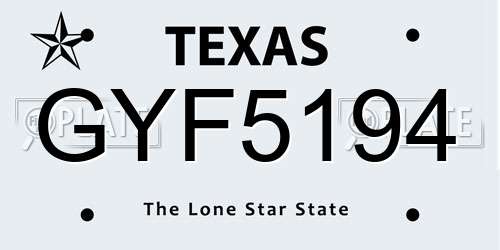 GYF5194 Texas License Plate