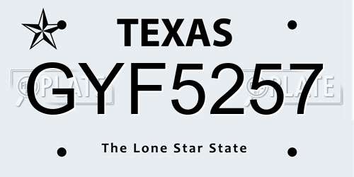 GYF5257 Texas License Plate