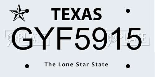 GYF5915 Texas License Plate