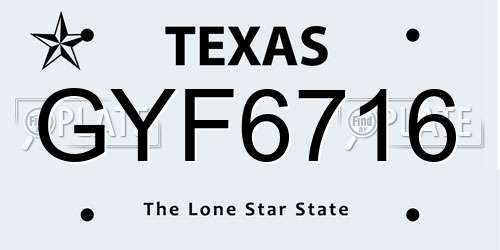 GYF6716 Texas License Plate