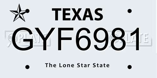 GYF6981 Texas License Plate