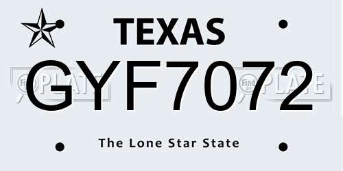 GYF7072 Texas License Plate