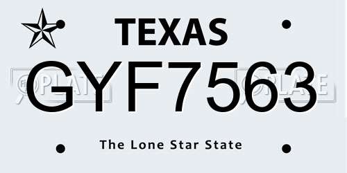 GYF7563 Texas License Plate