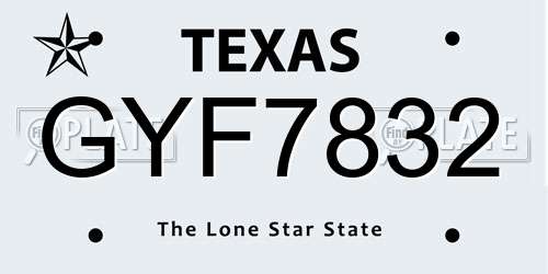 GYF7832 Texas License Plate