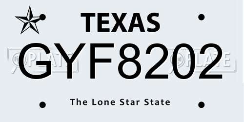 GYF8202 Texas License Plate