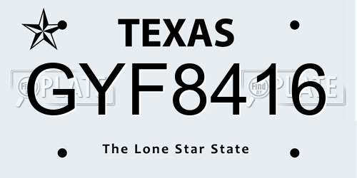 GYF8416 Texas License Plate