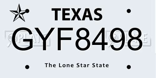 GYF8498 Texas License Plate