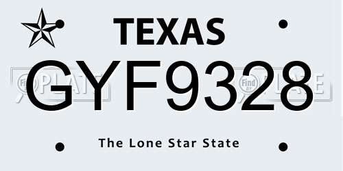 GYF9328 Texas License Plate