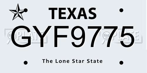 GYF9775 Texas License Plate