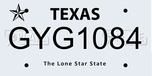 GYG1084 Texas License Plate