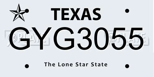 GYG3055 Texas License Plate
