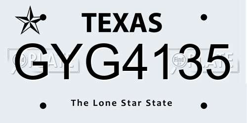 GYG4135 Texas License Plate