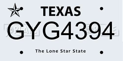 GYG4394 Texas License Plate