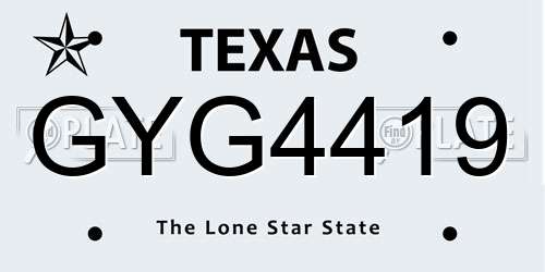 GYG4419 Texas License Plate