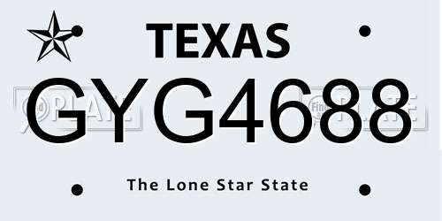 GYG4688 Texas License Plate
