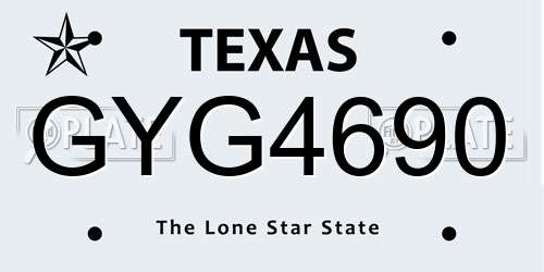 GYG4690 Texas License Plate