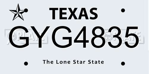 GYG4835 Texas License Plate