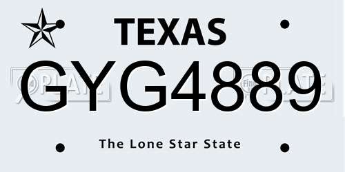 GYG4889 Texas License Plate