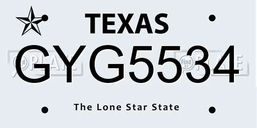GYG5534 Texas License Plate