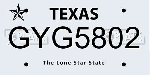 GYG5802 Texas License Plate