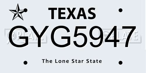GYG5947 Texas License Plate