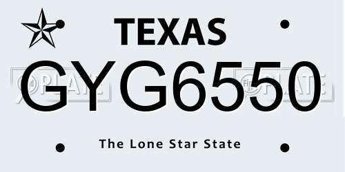 GYG6550 Texas License Plate